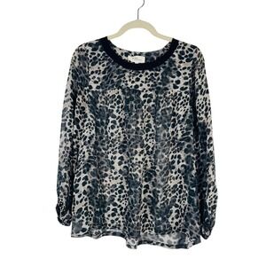 Etoile Isabel Marant Silk Animal Print Long Sleeve Top Blouse Sheer L/XL Size 3